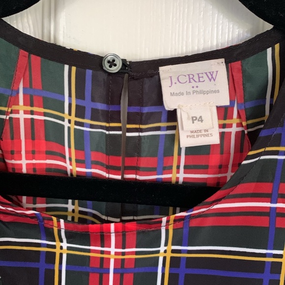 J. Crew Factory Plaid Ruffle Blouse Size P4 Red Green Black Holiday Colours - Picture 6 of 12